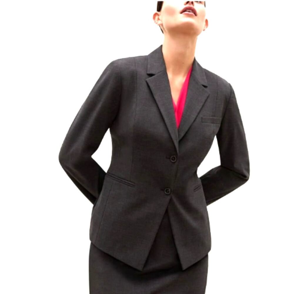 MM LaFleur The Hoffman Blazer +1 Plus 1x  Grey Melange Tropical Wool Stretch